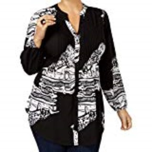 Melissa McCarthy Tops - Melissa McCarthy Plus Pintucked Cheetah Blouse